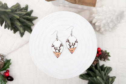 Reindeer Christmas Earrings - Rudolph Earrings - Christmas Dangle Earrings
