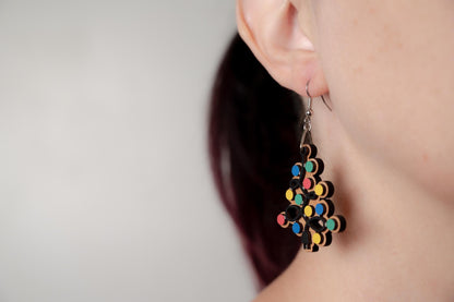 Tree Lights Earrings - Fun Christmas Tree Earrings - Christmas Dangle Earrings