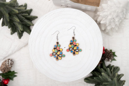 Tree Lights Earrings - Fun Christmas Tree Earrings - Christmas Dangle Earrings