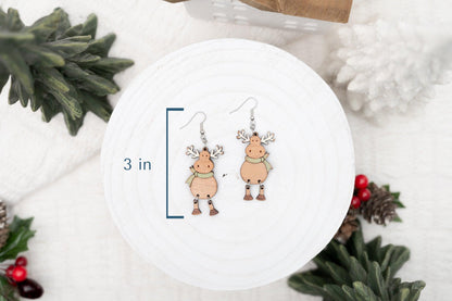 Moose Earrings - Christmas Moose Earrings - Christmas Dangle Earrings