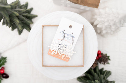 Winter Snowflake Earrings - Glitter Snowflake Earrings - Christmas Dangle Earrings