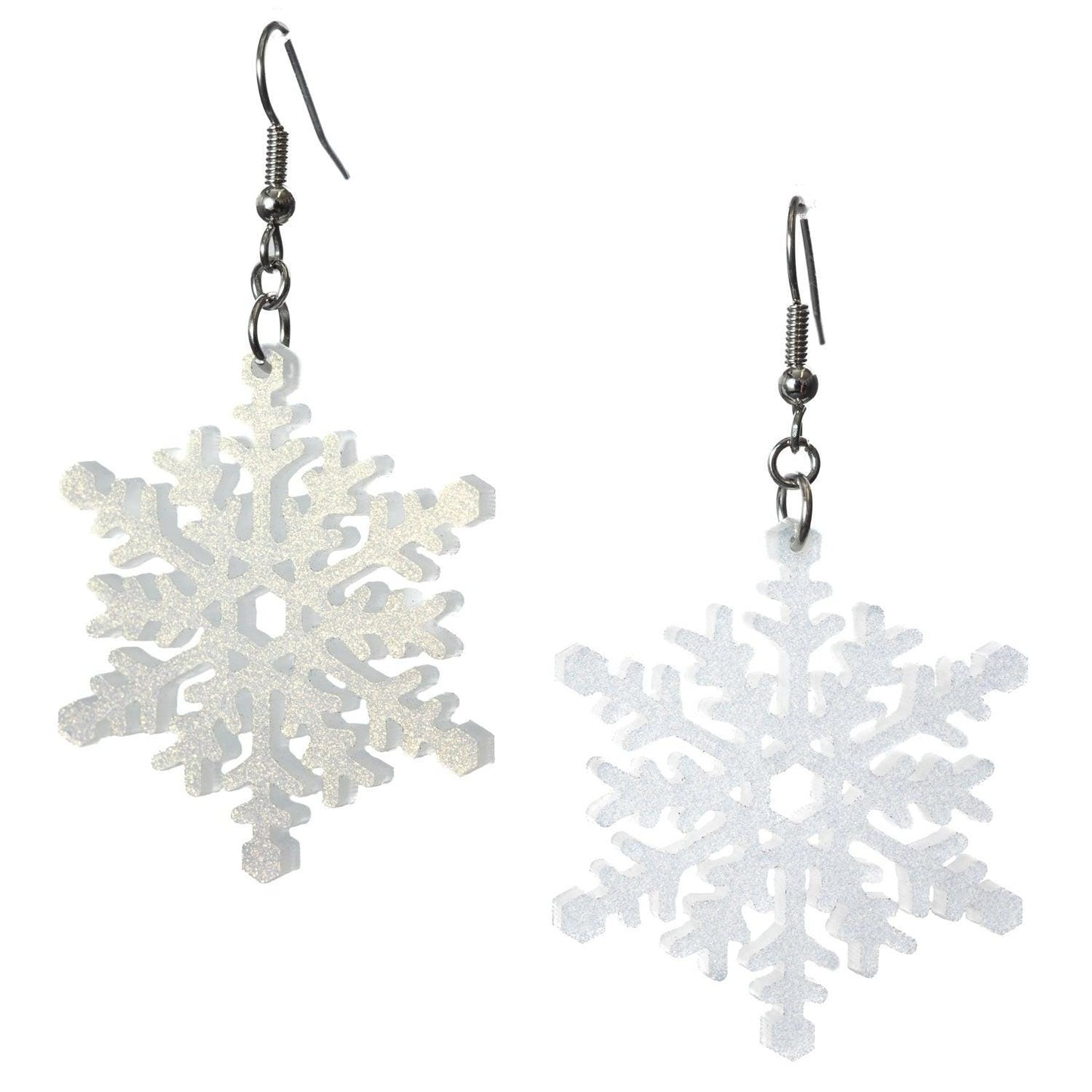 Winter Snowflake Earrings - Glitter Snowflake Earrings - Christmas Dangle Earrings