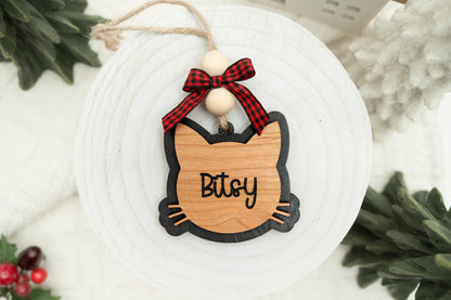 Personalized Pet Name Christmas Ornament - Custom Cat Name Ornament - Cat Gift Tag