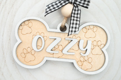 Personalized Pet Name Ornament - Dog Bone Christmas Ornament - Custom Gift Tag for Pets