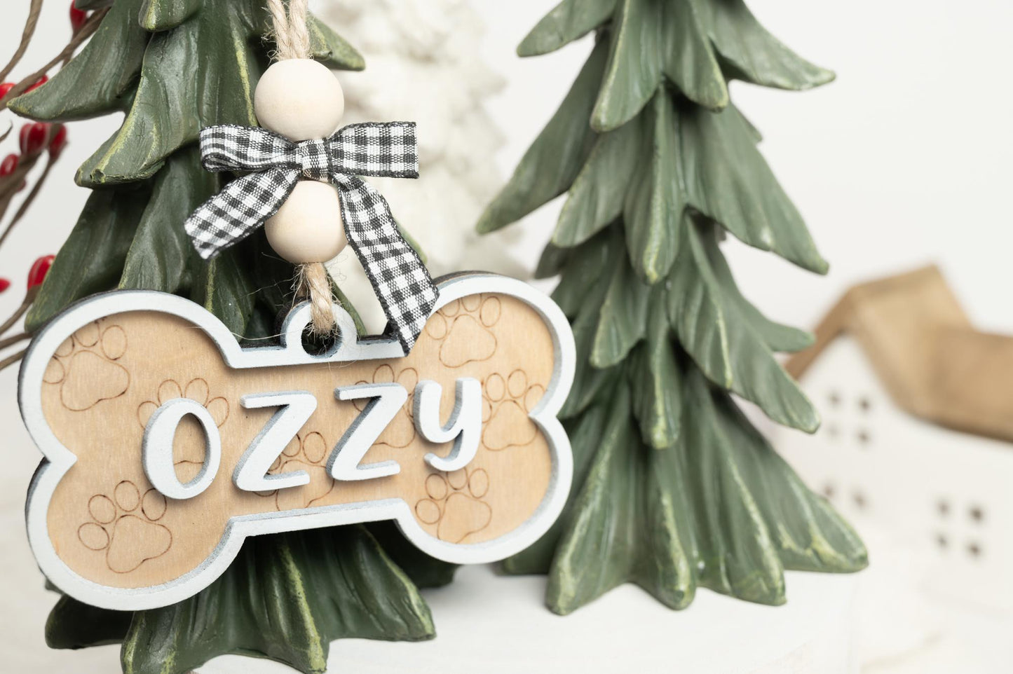 Personalized Pet Name Ornament - Dog Bone Christmas Ornament - Custom Gift Tag for Pets