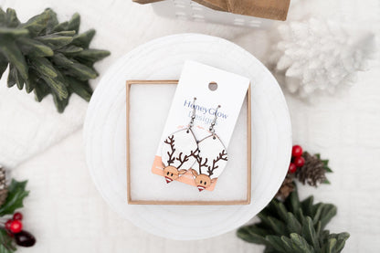 Reindeer Christmas Earrings - Rudolph Earrings - Christmas Dangle Earrings