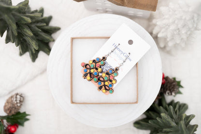 Tree Lights Earrings - Fun Christmas Tree Earrings - Christmas Dangle Earrings