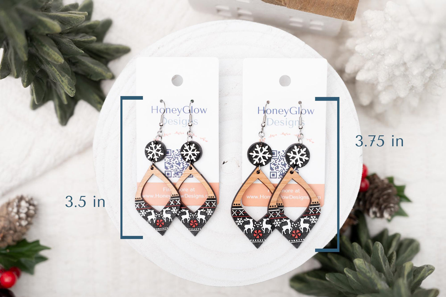 Christmas Reindeer Earrings - Fun Christmas Earrings - Holiday Winter Earrings