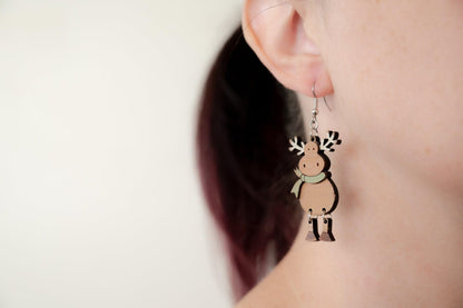 Moose Earrings - Christmas Moose Earrings - Christmas Dangle Earrings