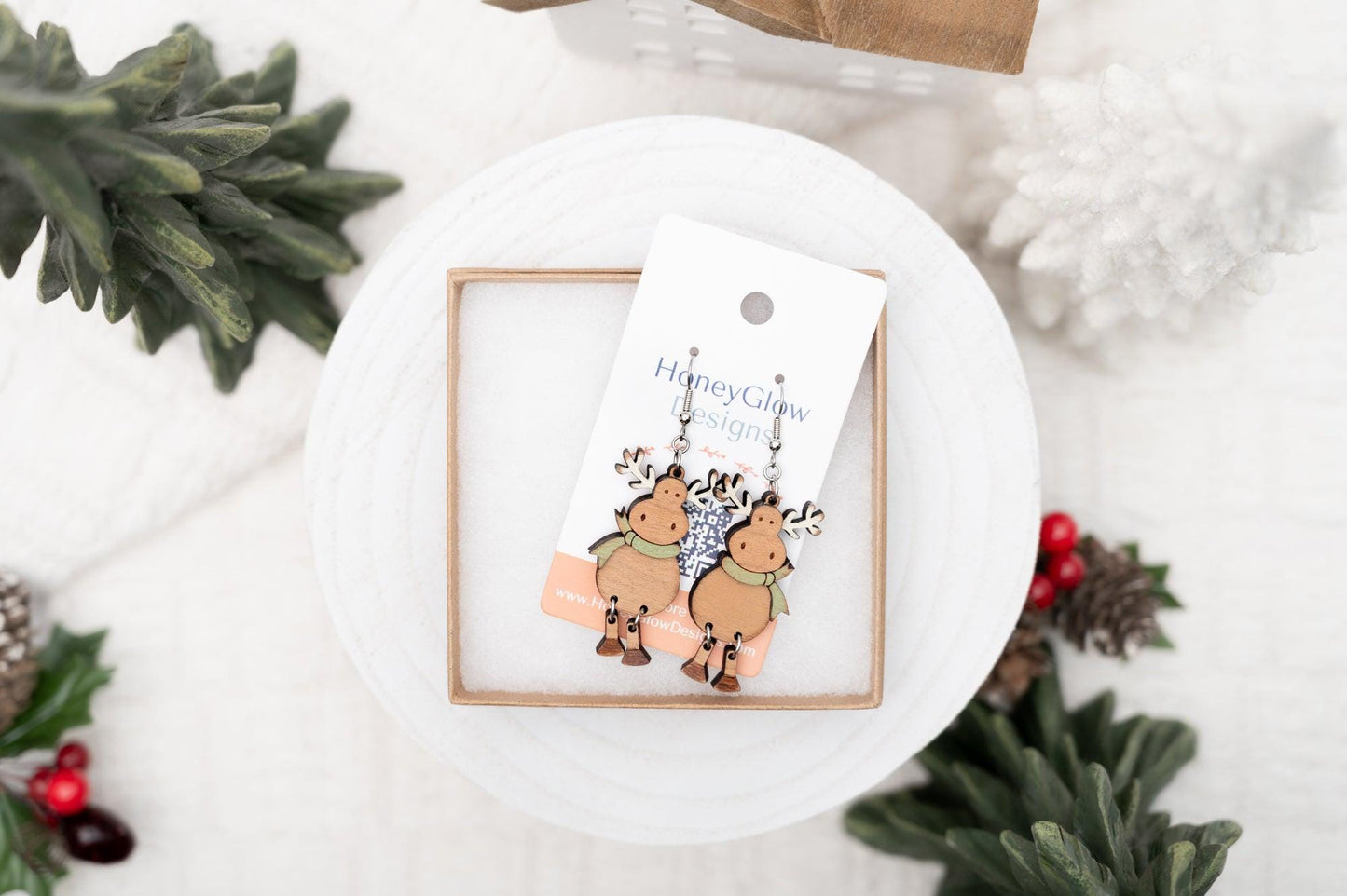 Moose Earrings - Christmas Moose Earrings - Christmas Dangle Earrings
