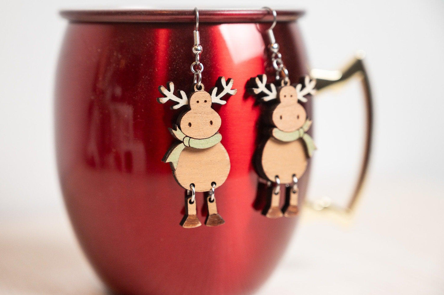 Moose Earrings - Christmas Moose Earrings - Christmas Dangle Earrings