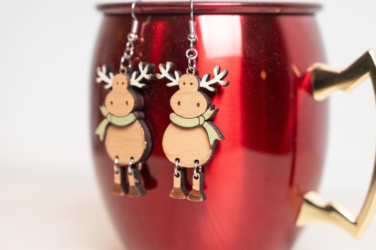 Moose Earrings - Christmas Moose Earrings - Christmas Dangle Earrings