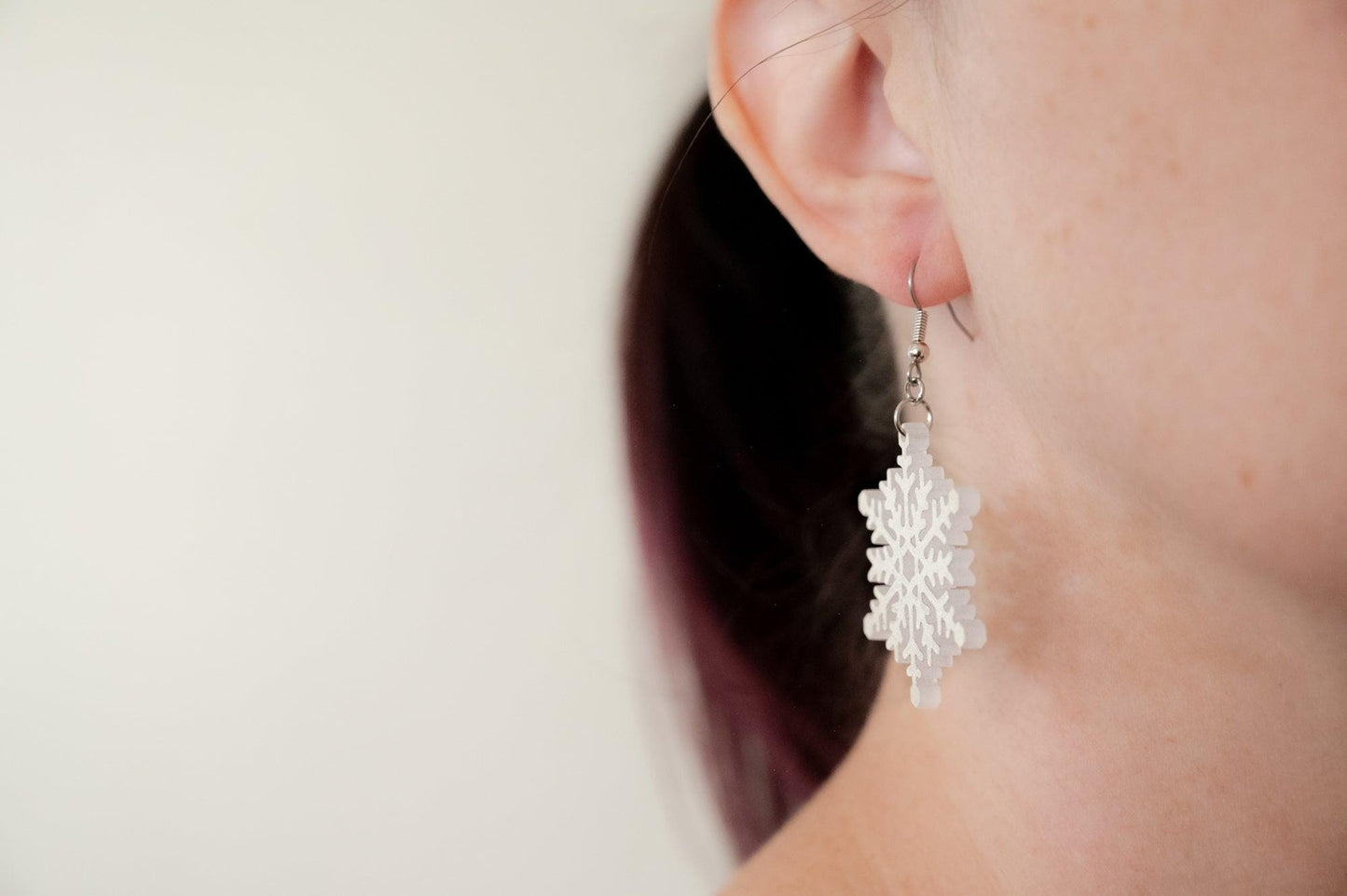 Winter Snowflake Earrings - Glitter Snowflake Earrings - Christmas Dangle Earrings