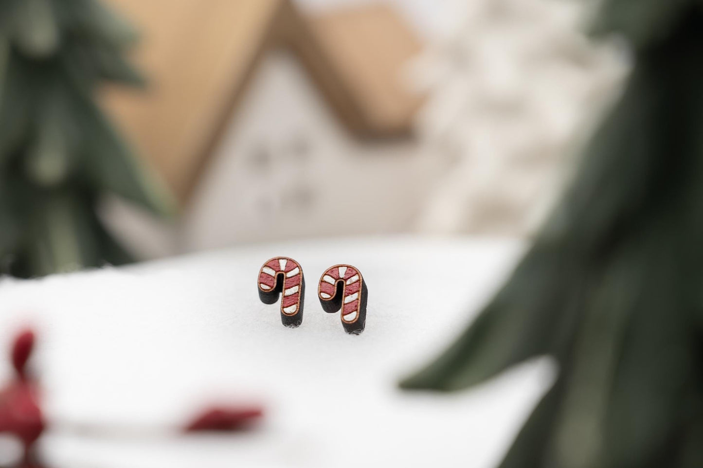 Candy Cane Christmas Stud Earrings - Holiday Stud Earrings - Christmas Earrings for Kids