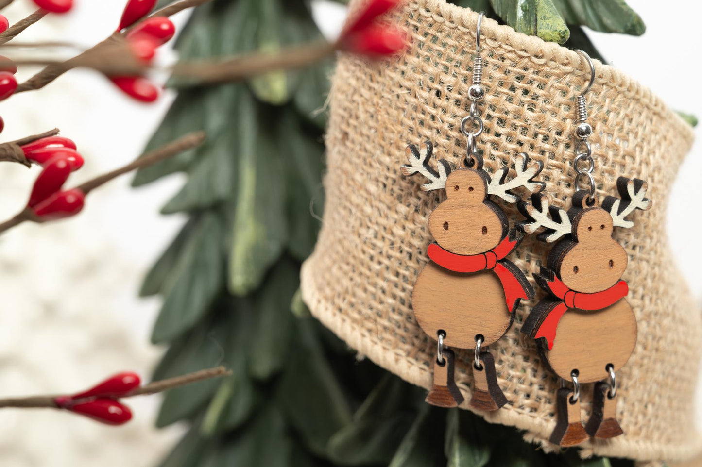 Moose Earrings - Christmas Moose Earrings - Christmas Dangle Earrings