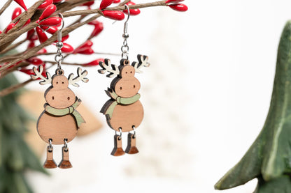 Moose Earrings - Christmas Moose Earrings - Christmas Dangle Earrings
