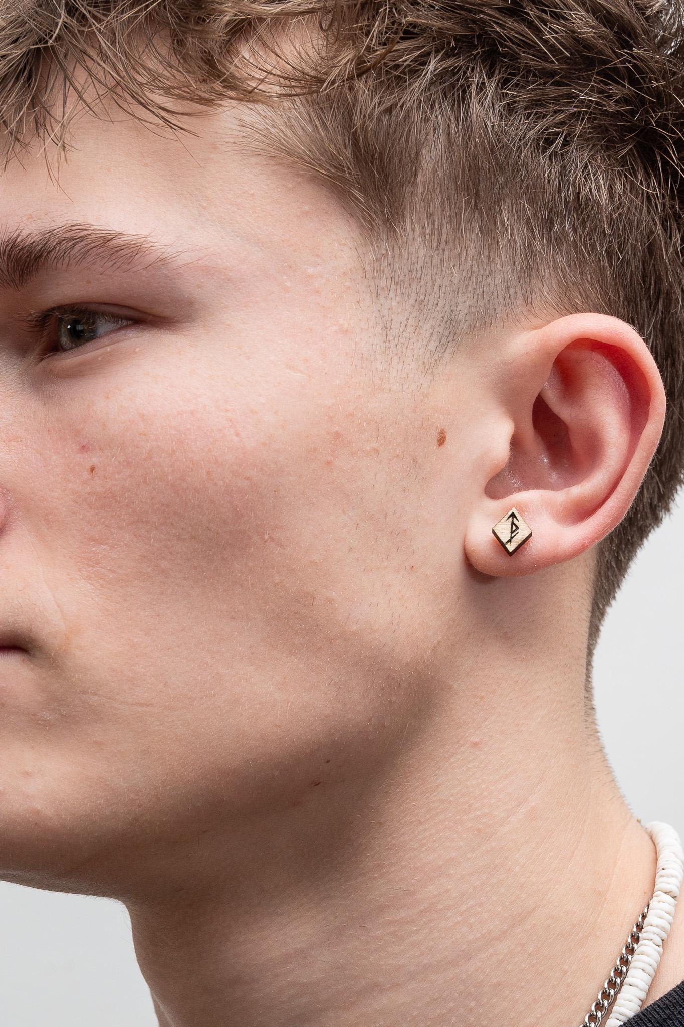 Mens Earrings Viking Runes Earrings for Men Unique Stud Earrings Fathers Day Gifts for Boyfriend