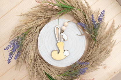 Personalized Wooden Easter Basket Tag: Bunny Ears Initial