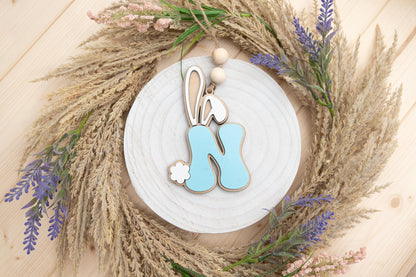 Personalized Wooden Easter Basket Tag: Bunny Ears Initial