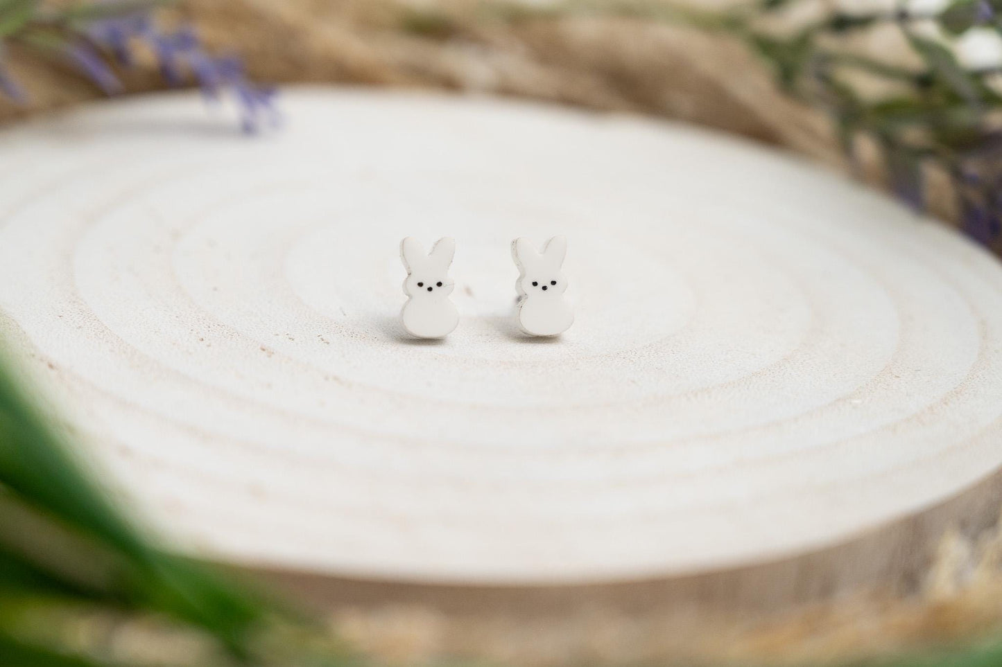 Pastel Easter Peep Stud Earrings- Easter Earrings- Bunny Peep studs for kids