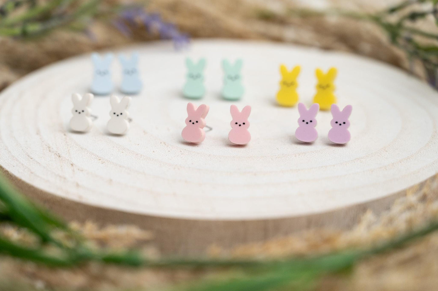 Pastel Easter Peep Stud Earrings- Easter Earrings- Bunny Peep studs for kids