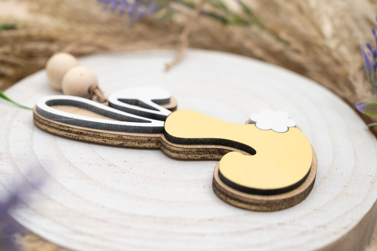 Personalized Wooden Easter Basket Tag: Bunny Ears Initial