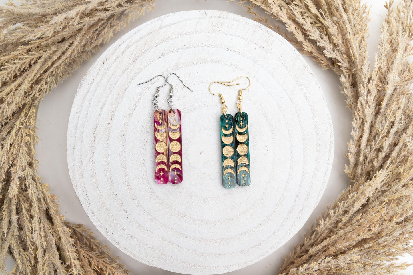 Moonphase Rectangle Earrings for Women Celestial Earrings