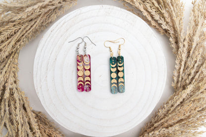 Moonphase Rectangle Earrings for Women Celestial Earrings