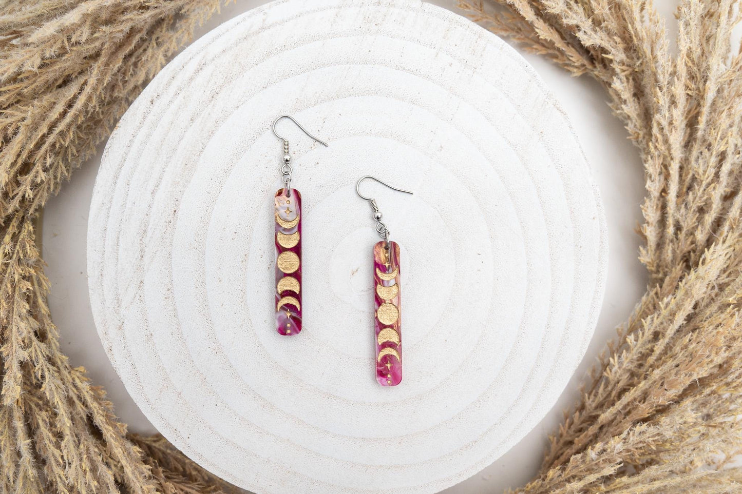 Moonphase Rectangle Earrings for Women Celestial Earrings