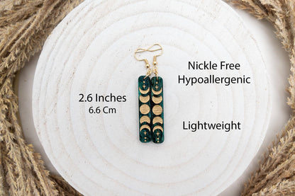 Moonphase Rectangle Earrings for Women Celestial Earrings