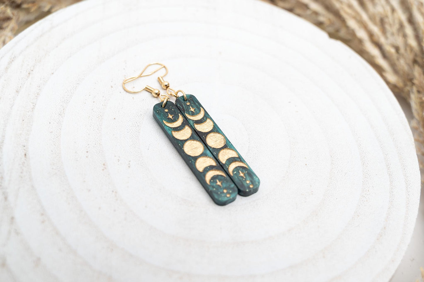 Moonphase Rectangle Earrings for Women Celestial Earrings