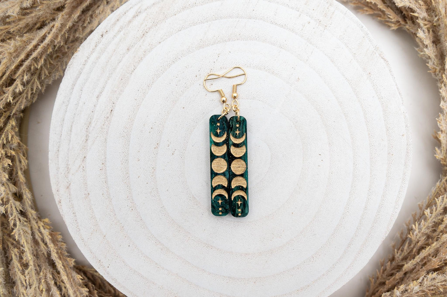 Moonphase Rectangle Earrings for Women Celestial Earrings