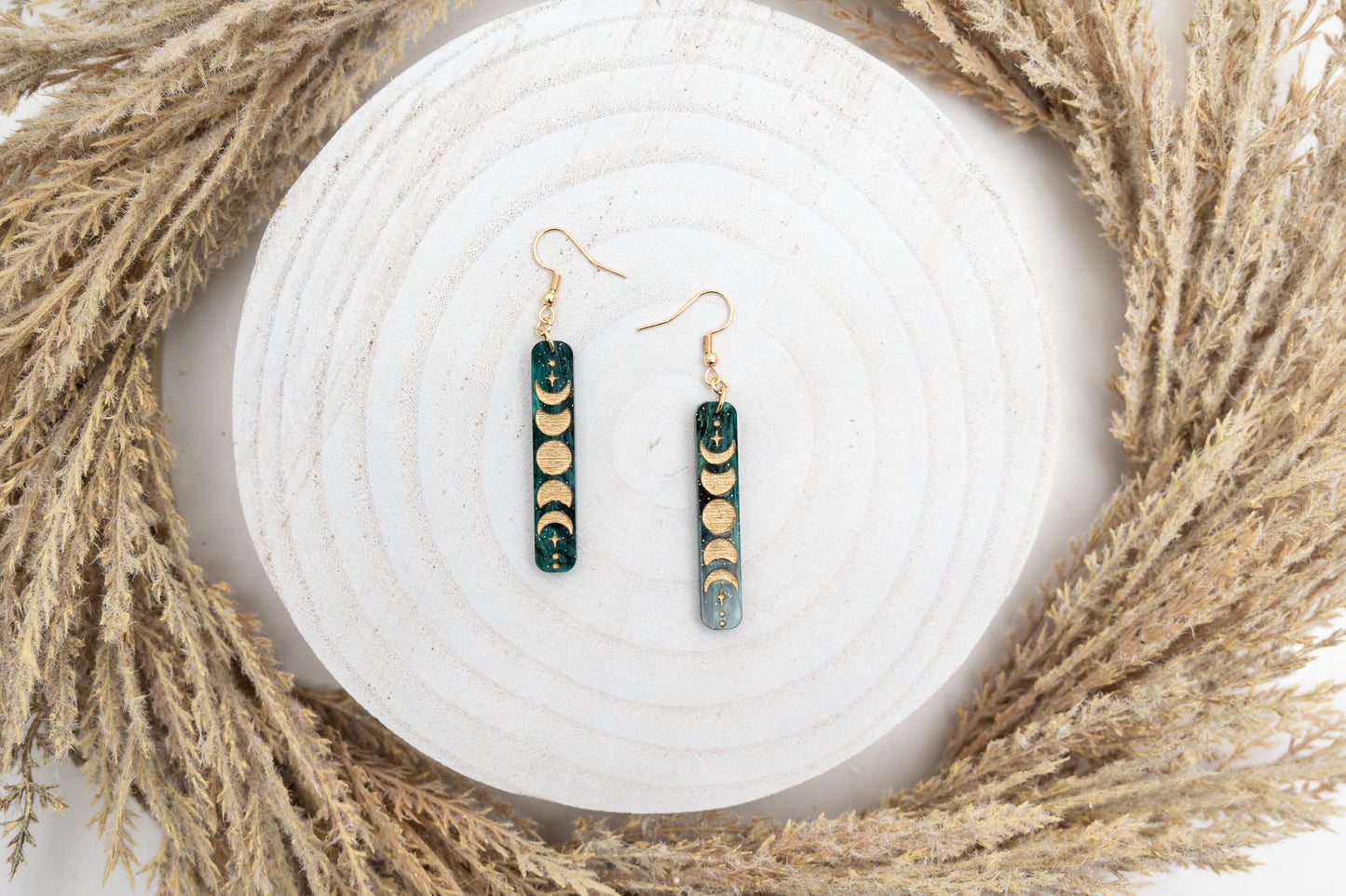 Moonphase Rectangle Earrings for Women Celestial Earrings