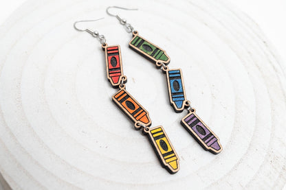Crayon Dangle Earrings for Teachers