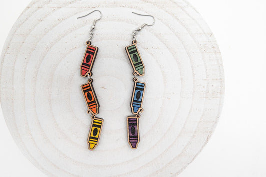 Crayon Dangle Earrings for Teachers