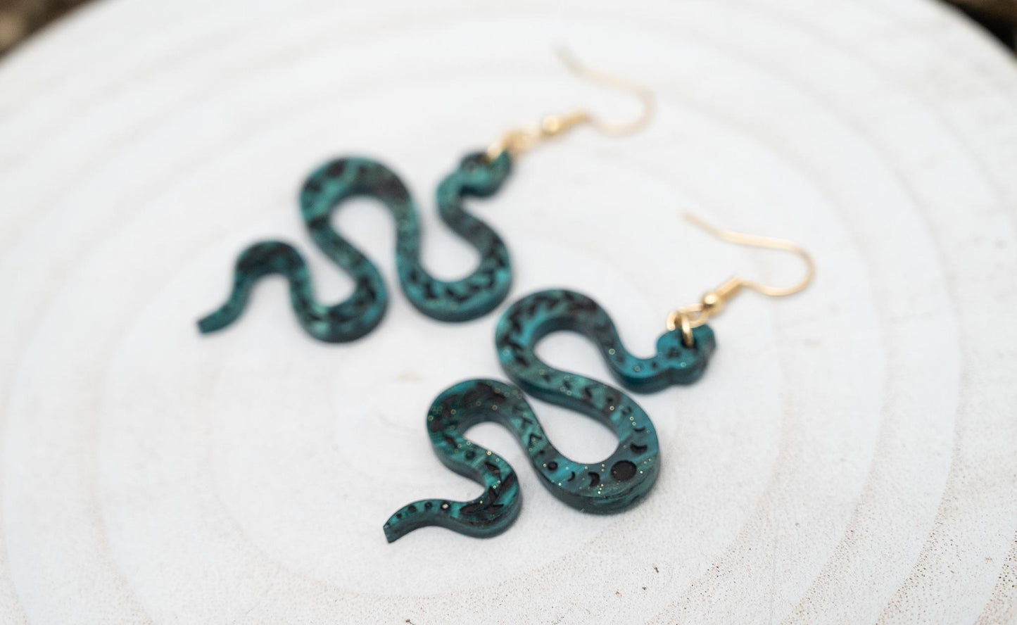 Snake Moon Phase Earrings: Celestial Serpent Jewelry