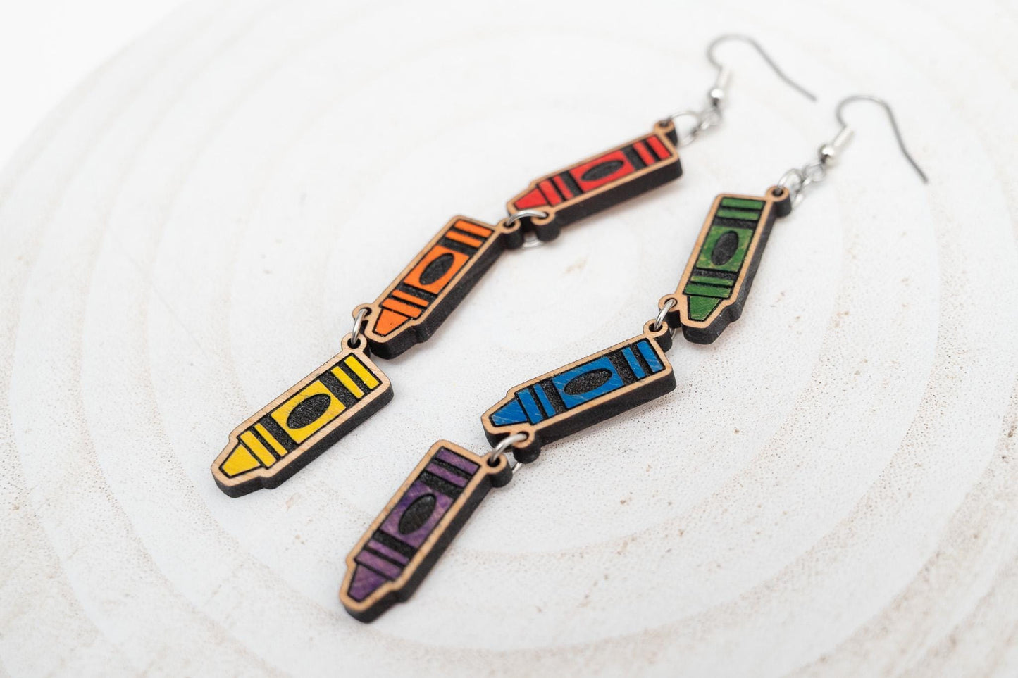 Crayon Dangle Earrings for Teachers
