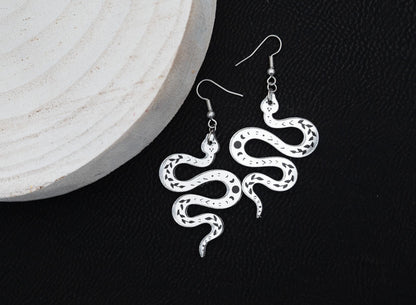 Snake Moon Phase Earrings: Celestial Serpent Jewelry