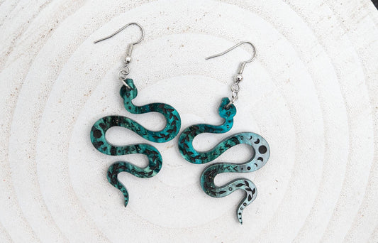 Snake Moon Phase Earrings: Celestial Serpent Jewelry