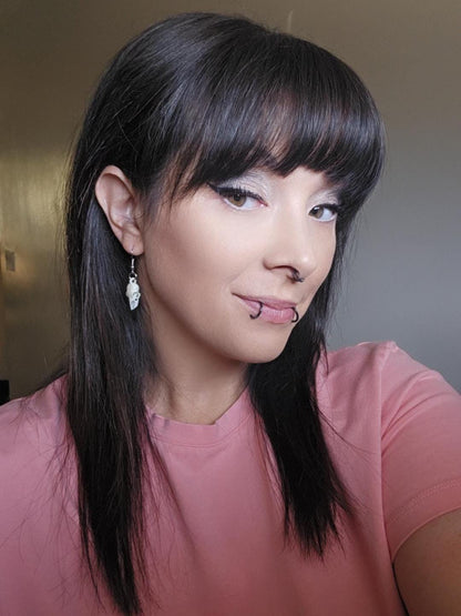 Resin Raven Skull Earrings: Hand-Painted Beaks, Surgical Steel Hooks