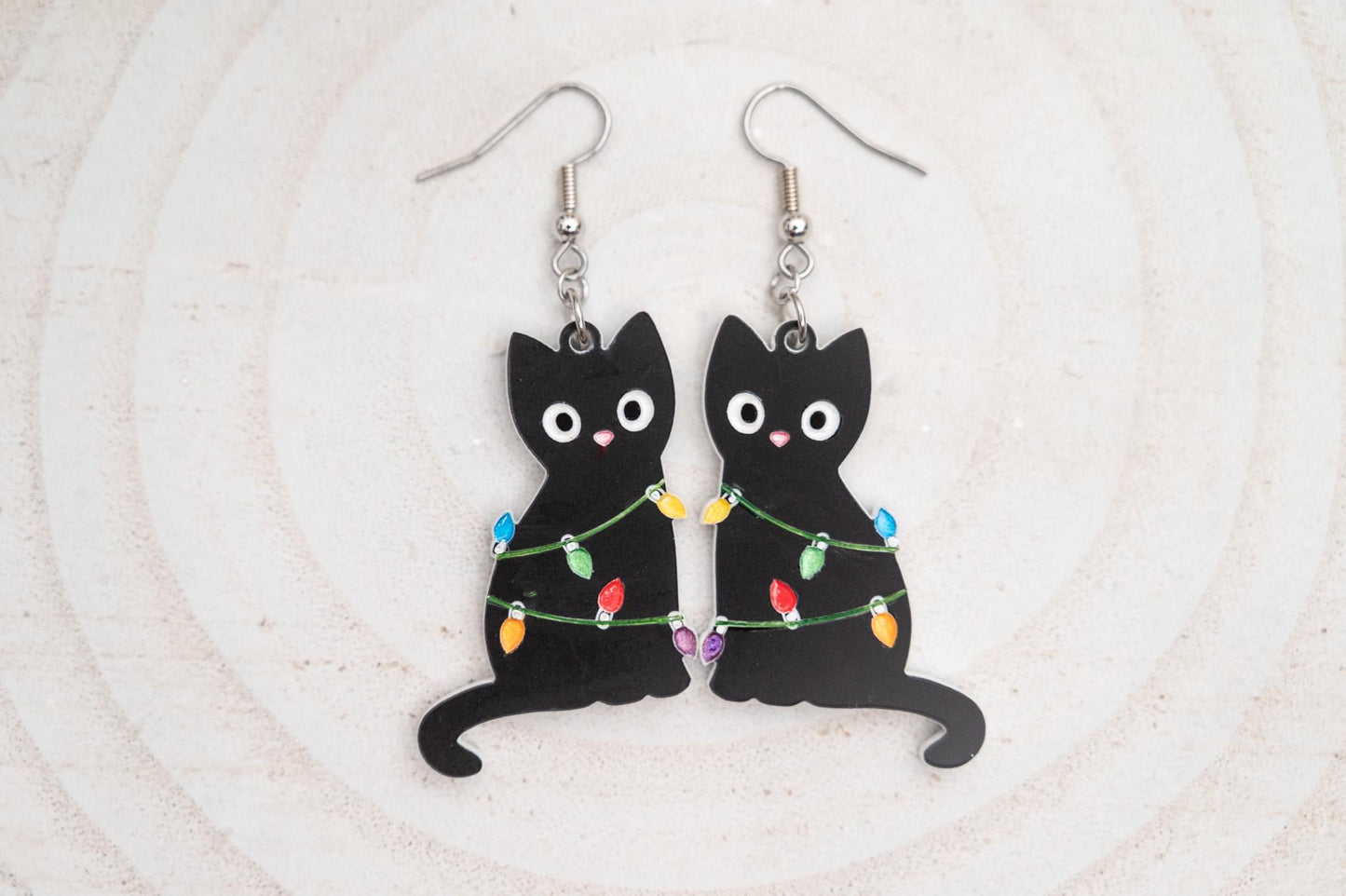 Double-sided Cats Wrapped in Christmas Lights