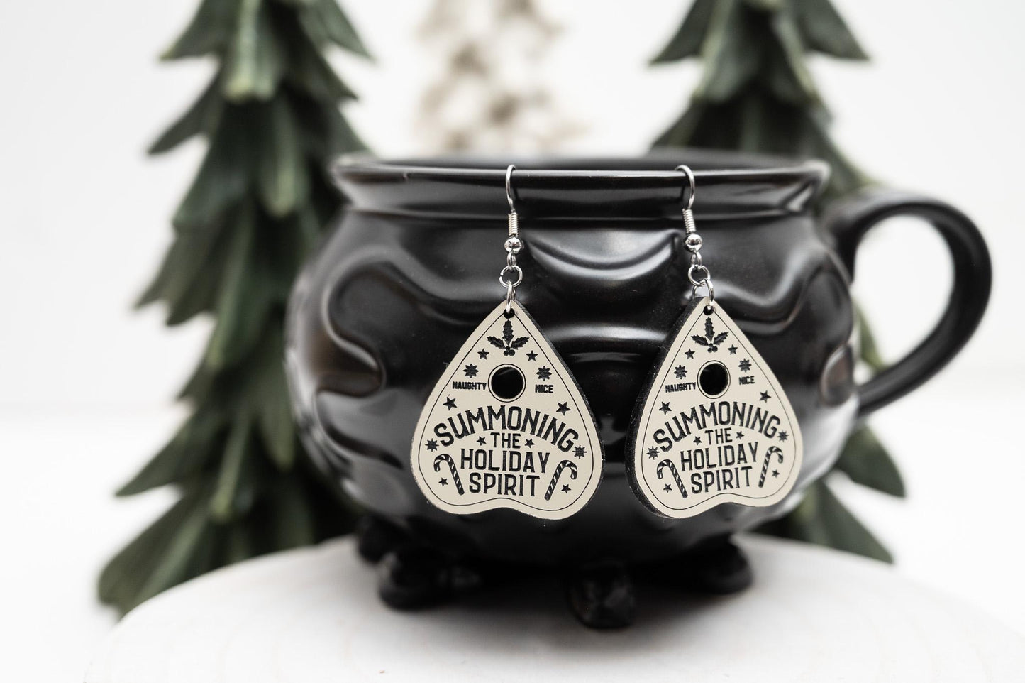 Summoning The Holiday Spirit Earrings-Gothic Holiday Earrings