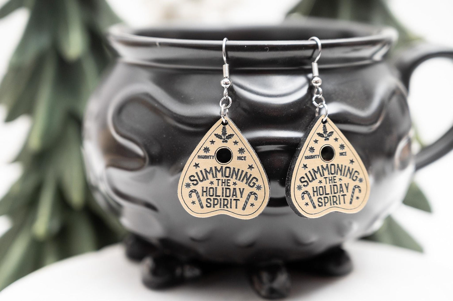 Summoning The Holiday Spirit Earrings-Gothic Holiday Earrings