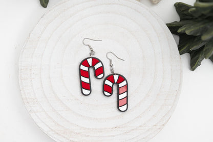 Candy Cane Earrings, Layered Earrings