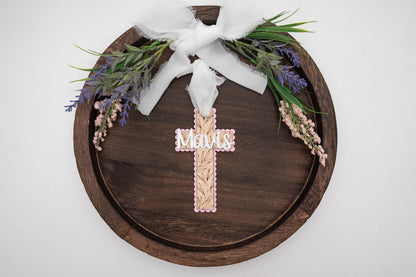 Personalized Easter Basket Cross – Engraved Wood & Acrylic Keepsake