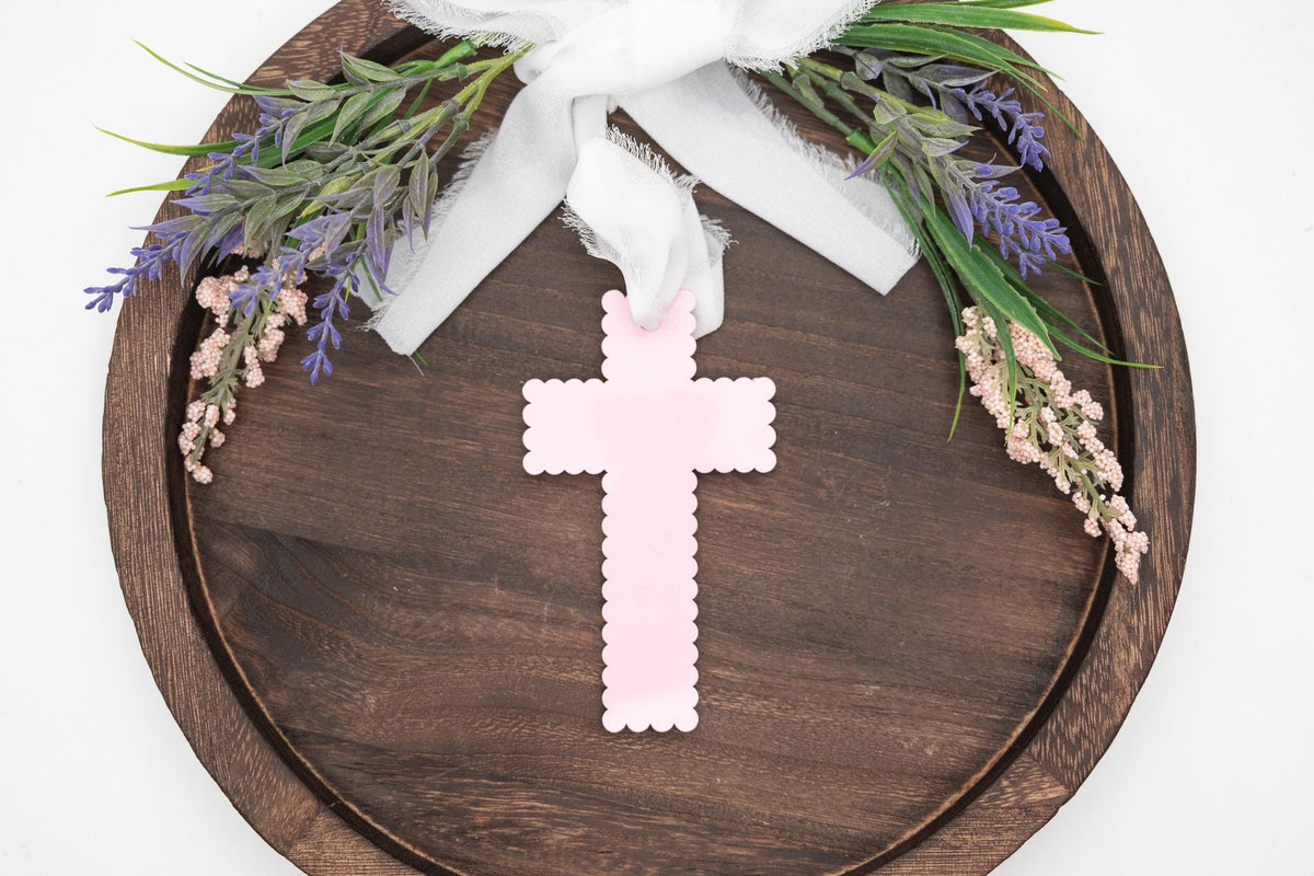 Personalized Easter Basket Cross – Engraved Wood & Acrylic Keepsake