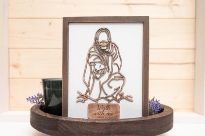 Rustic Jesus Line Art, Farmhouse Wooden Wall Decor, Religious Gift