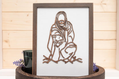 Rustic Jesus Line Art, Farmhouse Wooden Wall Decor, Religious Gift