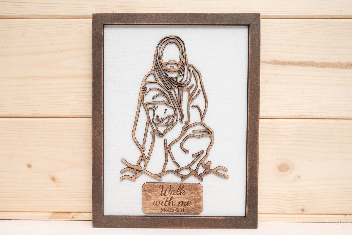 Rustic Jesus Line Art, Farmhouse Wooden Wall Decor, Religious Gift