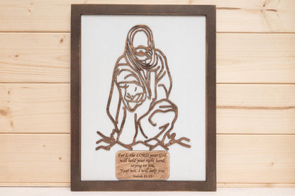 Rustic Jesus Line Art, Farmhouse Wooden Wall Decor, Religious Gift